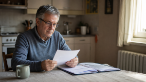 Pensionista revisa la carta del INSS que inicia la revisión de grado de su incapacidad permanente